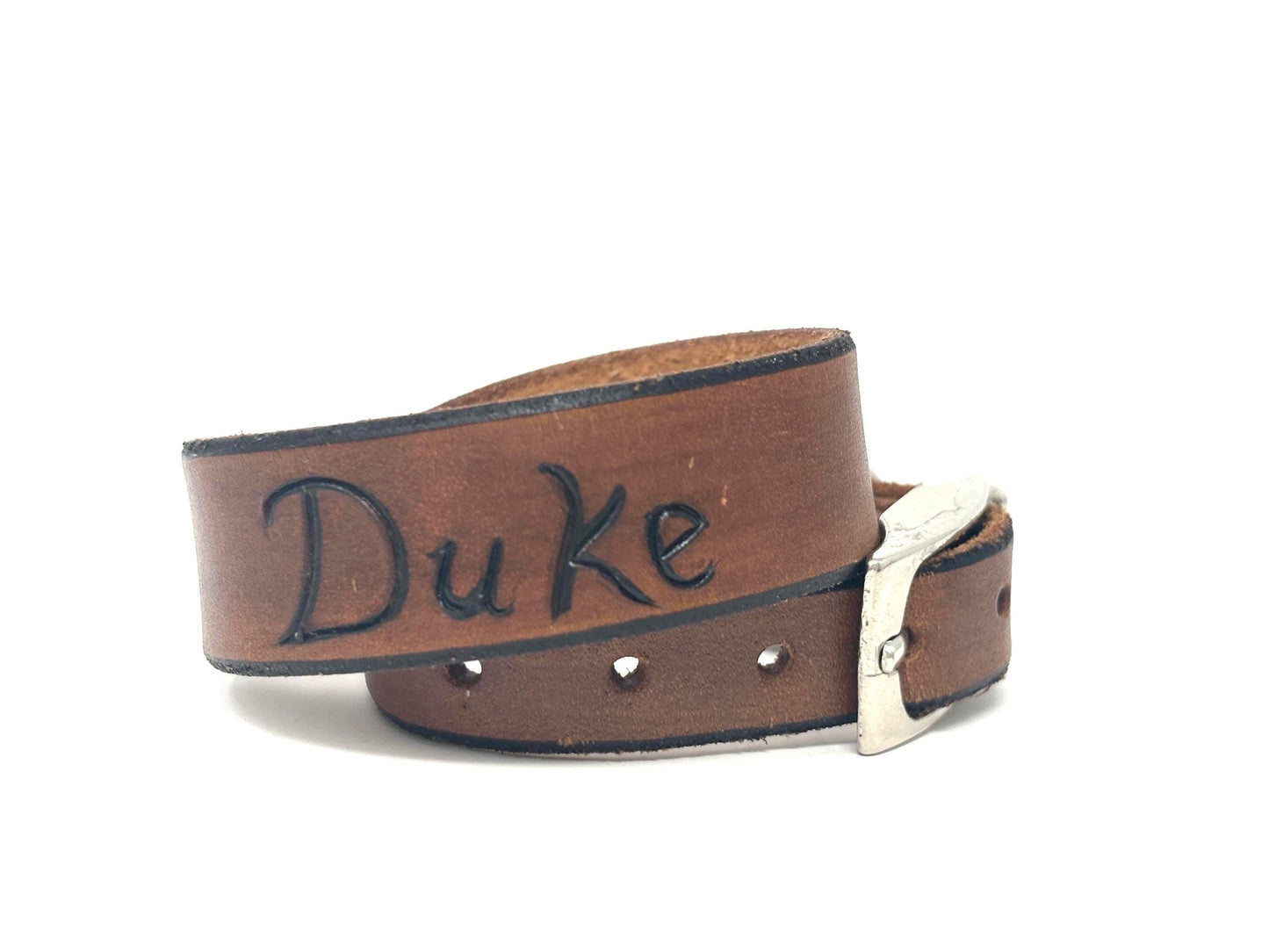 Tiny Personalized Leather Dog Collar For Small dogs necks under 12"