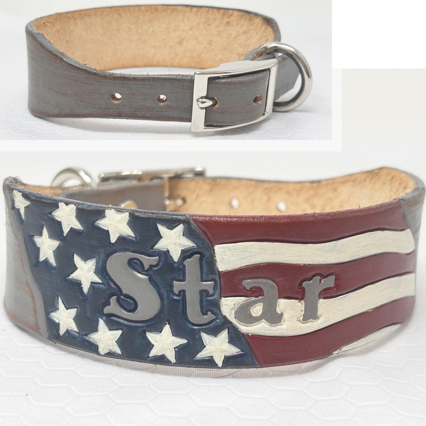 Small dog collar American flag leather dog collar | Patriotic Dog Collar | custom name collar for small dogs