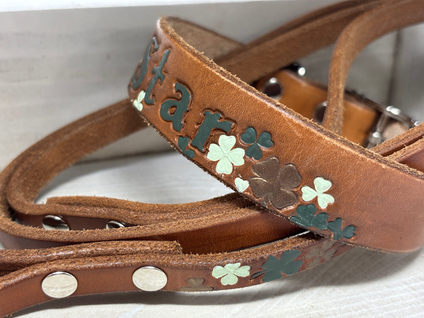 Matching Leather Dog Leash – Custom Made to Coordinate with Your Collar – Handmade 6' Dog Leash – Multiple Widths