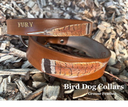 Grouse Leather Collar | Sporting Dog Collar | Pointer Hunting Dog Collar |