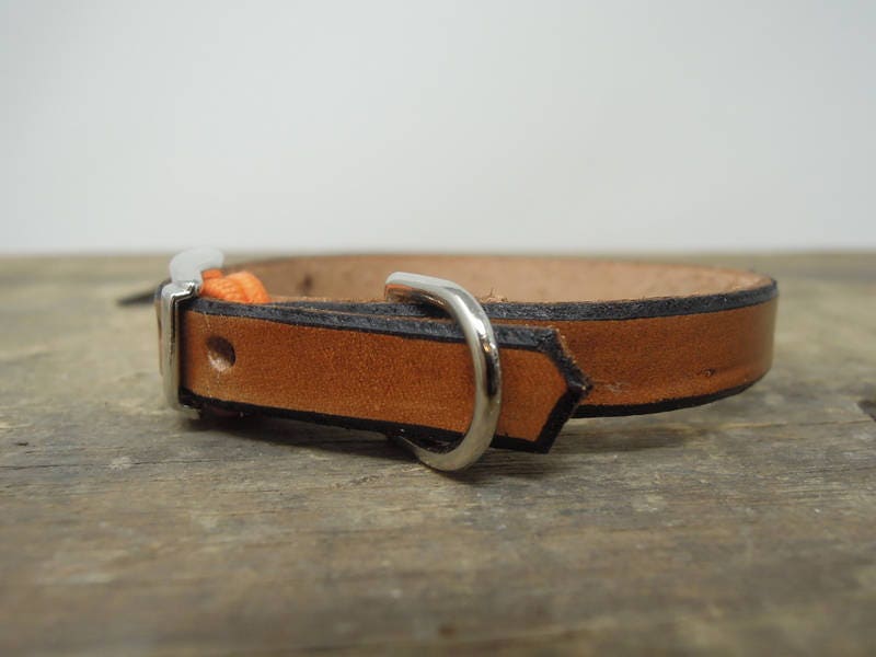 Personalized Brown Leather Cat Collar: Elastic Safety, Custom Name & Number