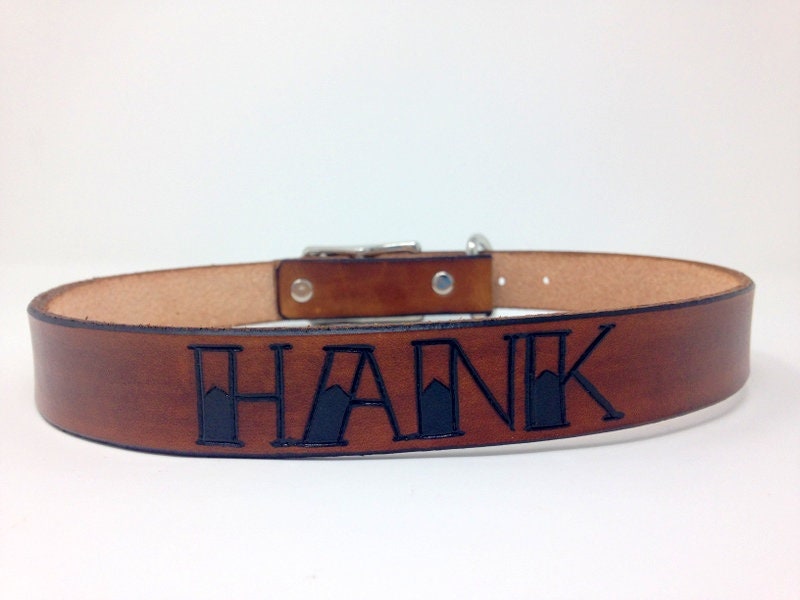 Personalized Leather Dog Collar: Old School Tattoo Font