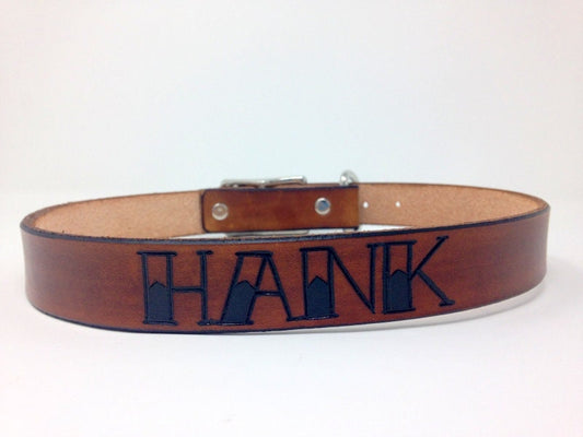 Personalized Leather Dog Collar: Old School Tattoo Font