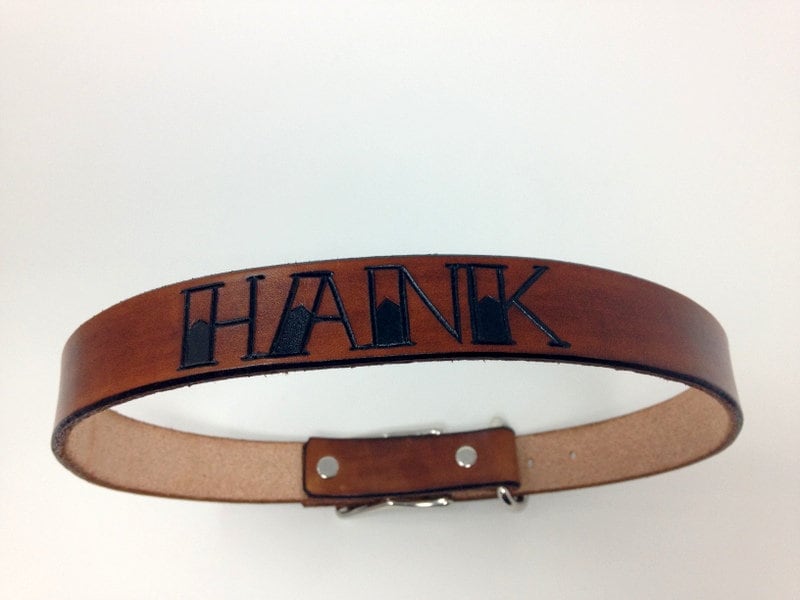 Personalized Leather Dog Collar: Old School Tattoo Font