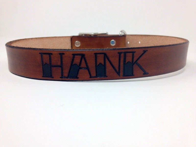 Personalized Leather Dog Collar: Old School Tattoo Font