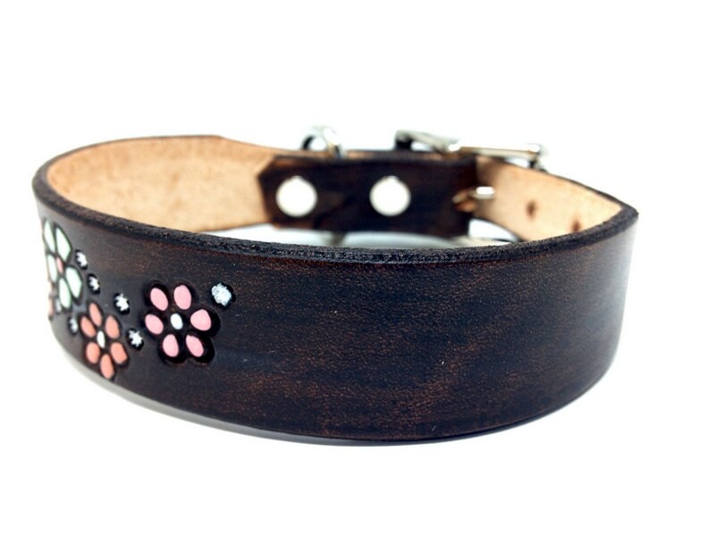 Dog Collar Girl | Leather Dog Collar | Pastel Flowers