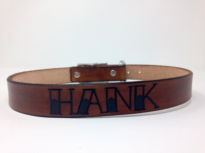 Personalized Leather Dog Collar: Old School Tattoo Font