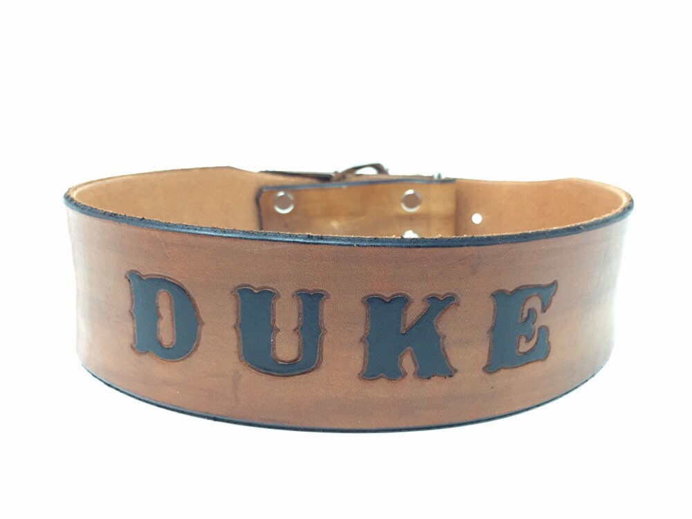 Engraved Brown Wide Collar and Leash Set - Custom Dog Collar -  For Large Dogs, Mastiffs