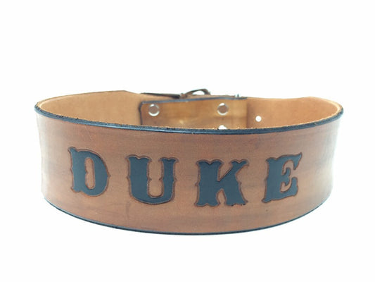 Engraved Brown Wide Collar and Leash Set - Custom Dog Collar -  For Large Dogs, Mastiffs