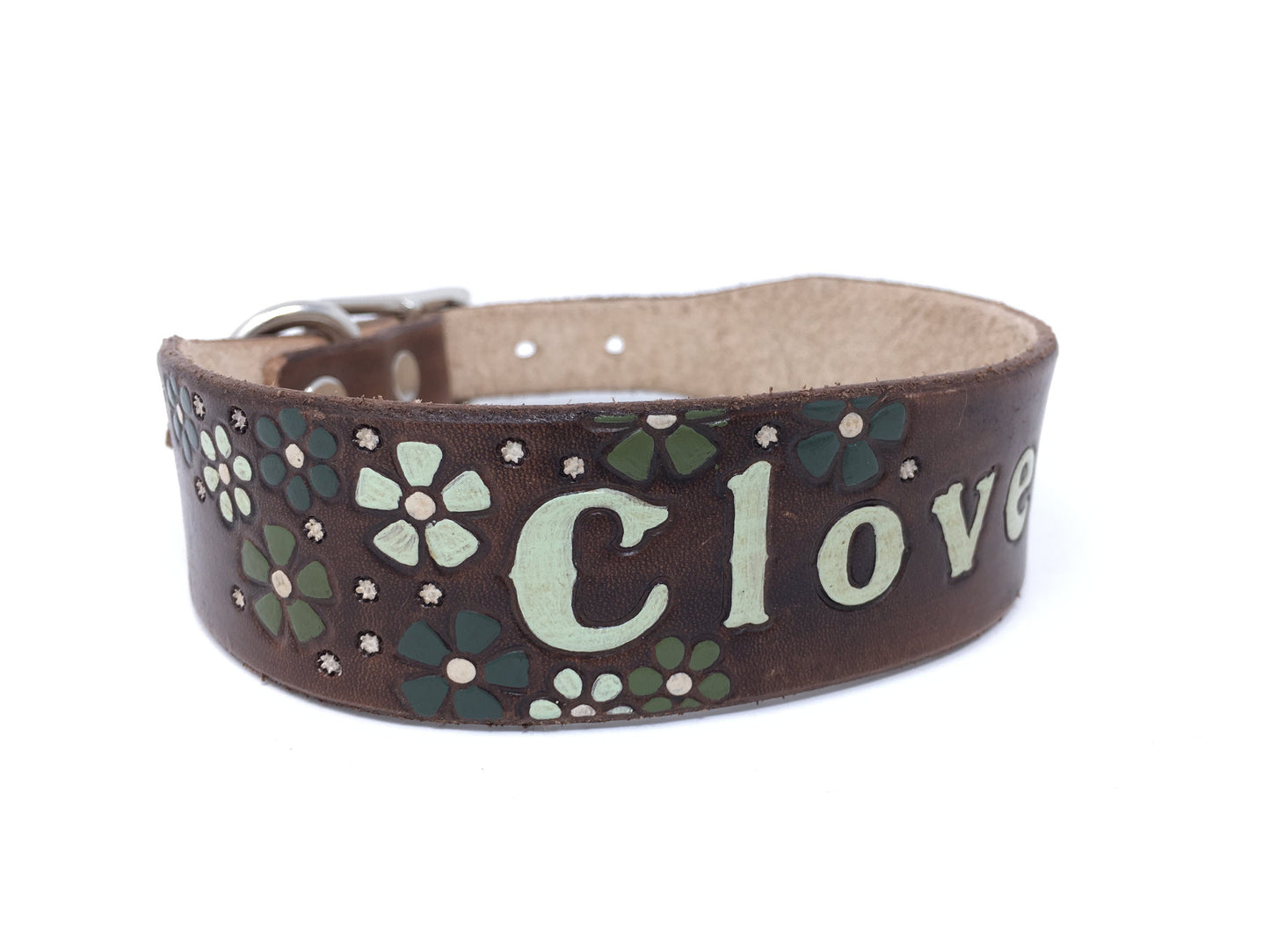 Dog Collar Girl | Leather Dog Collar | Pastel Flowers