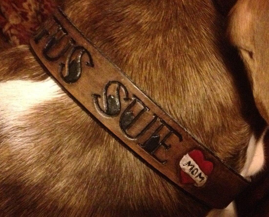 Mom heart Collar - Tattoo Dog Collar - For Boxer size dogs