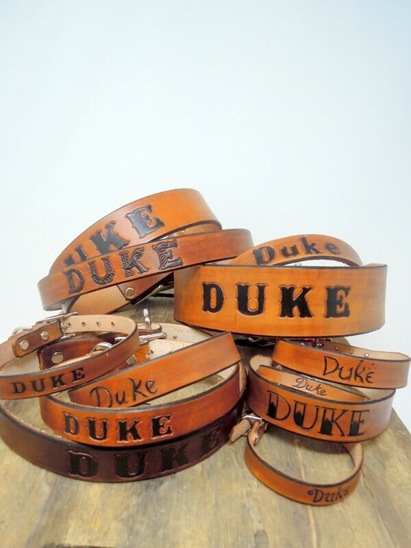 Personalized Leather Dog Collar: Celtic Font, Timber Brown, USA Made