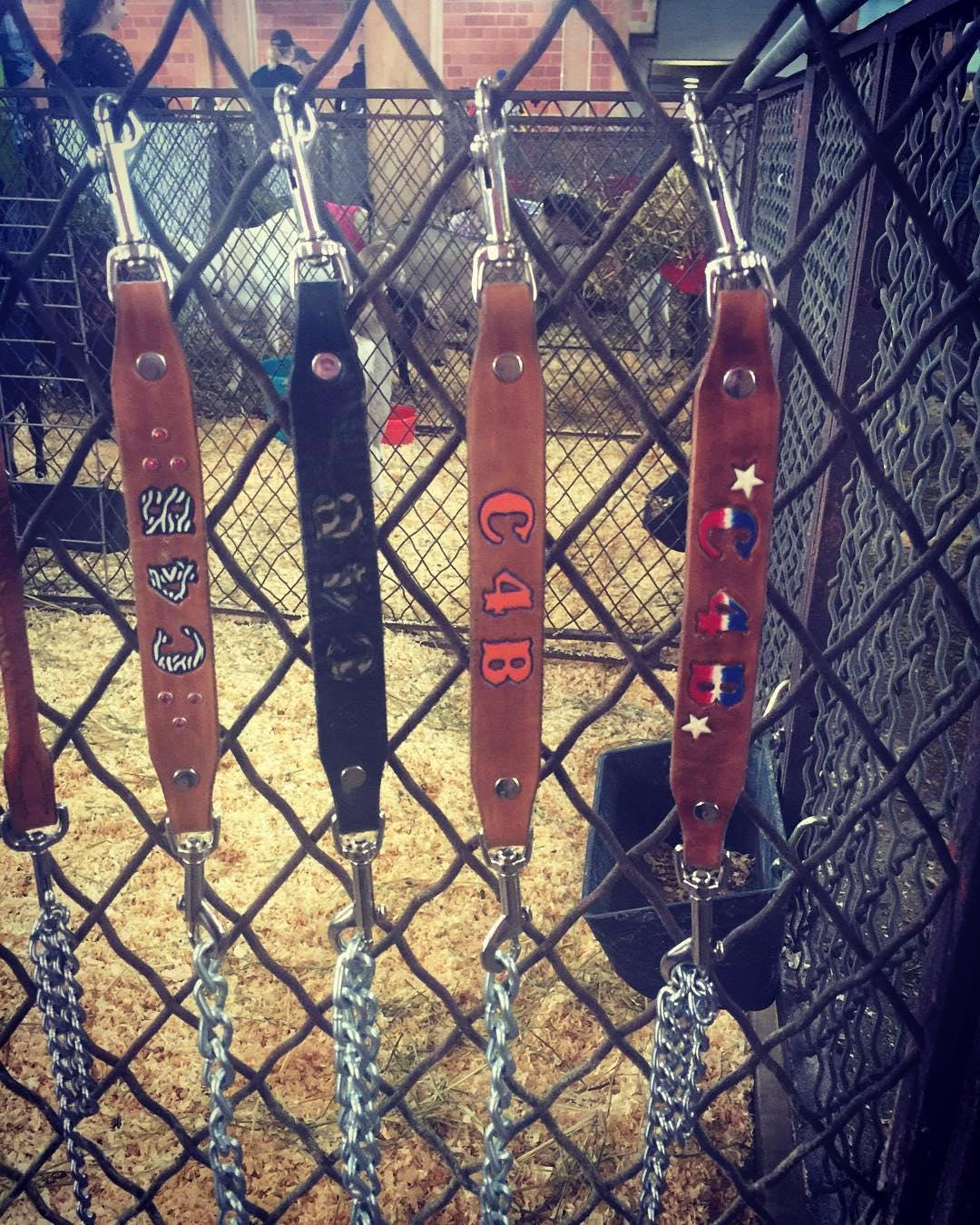 Custom Antique Flag Goat Collar for Shows, Farms & Fairs - Personalized Leather Accessory