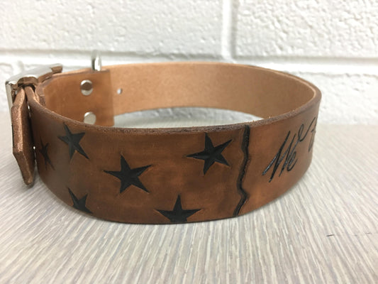We the People Leather Dog Collar: Patriotic American Flag, Custom Pet Gift