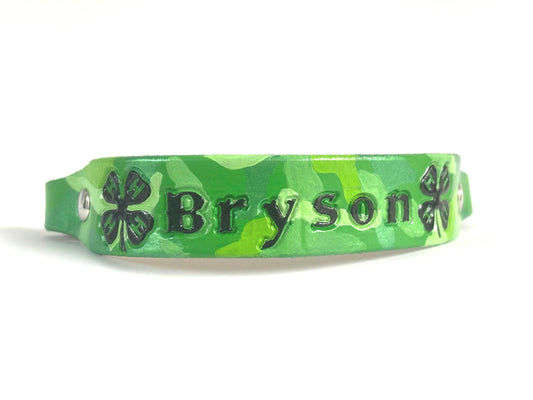 Custom 4-H Goat Show Collar: Personalized Leather Clover Design