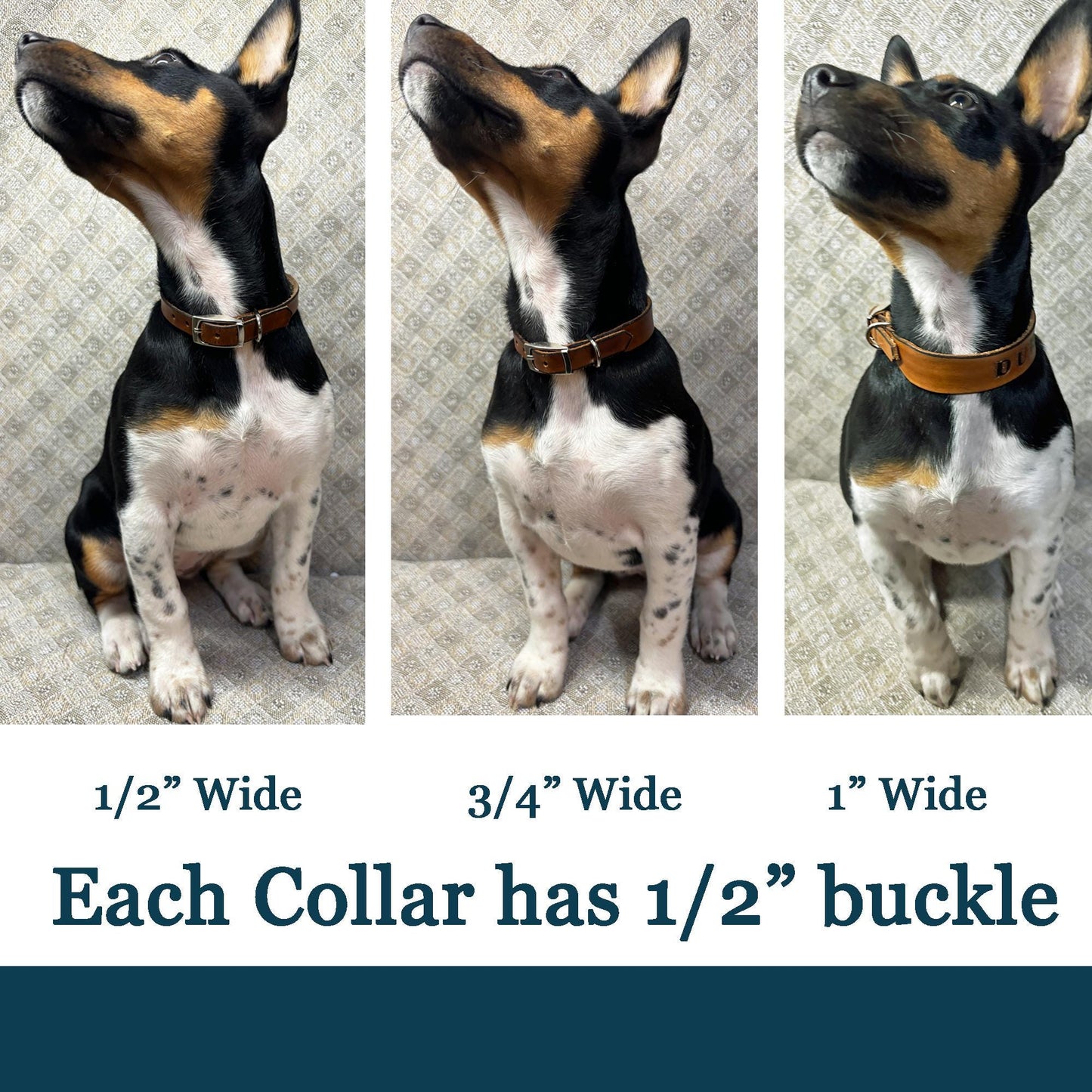 Tiny Red Personalized Leather Dog Collar For Small dogs necks under 12"