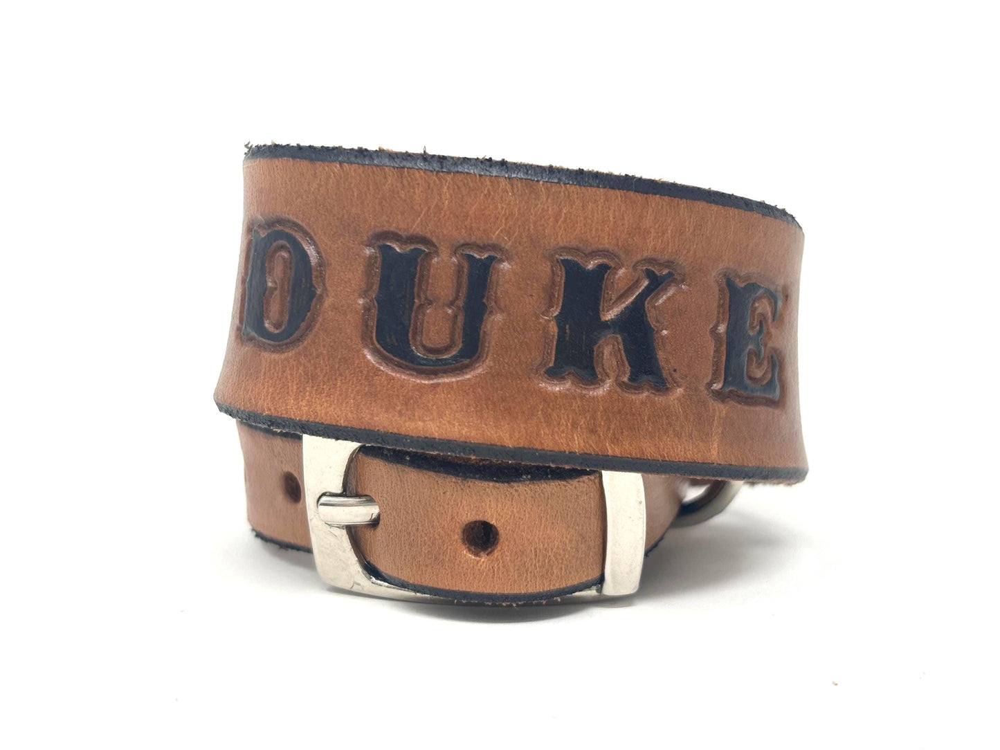 Tiny Personalized Leather Dog Collar For Small dogs necks under 12"