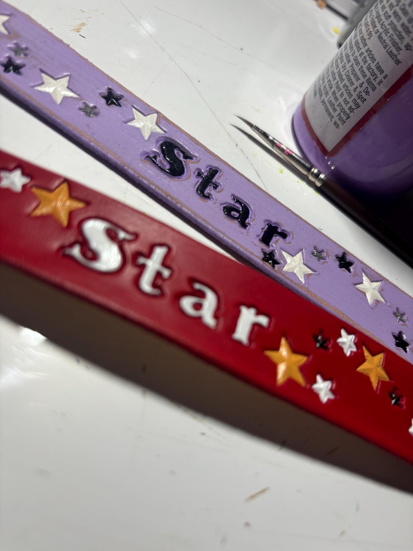 Tiny Lilac Personalized Leather Dog Collar For Small Girl dogs necks under 12"