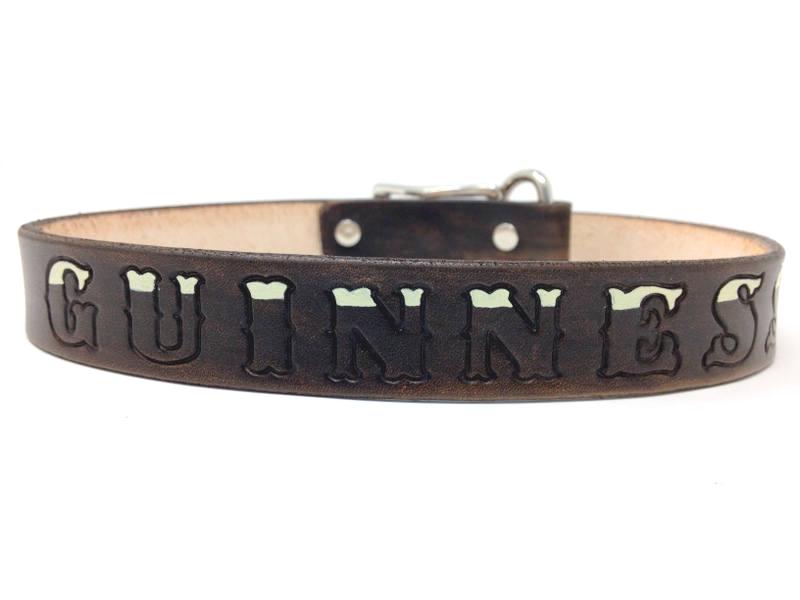 Personalized Leather Dog Collar, Custom Engraved Pet, Brown Leather
