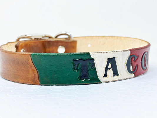 Mexican Dog Collar  | World Flag Dog Collars | Personalized with Name and/or Phone Number