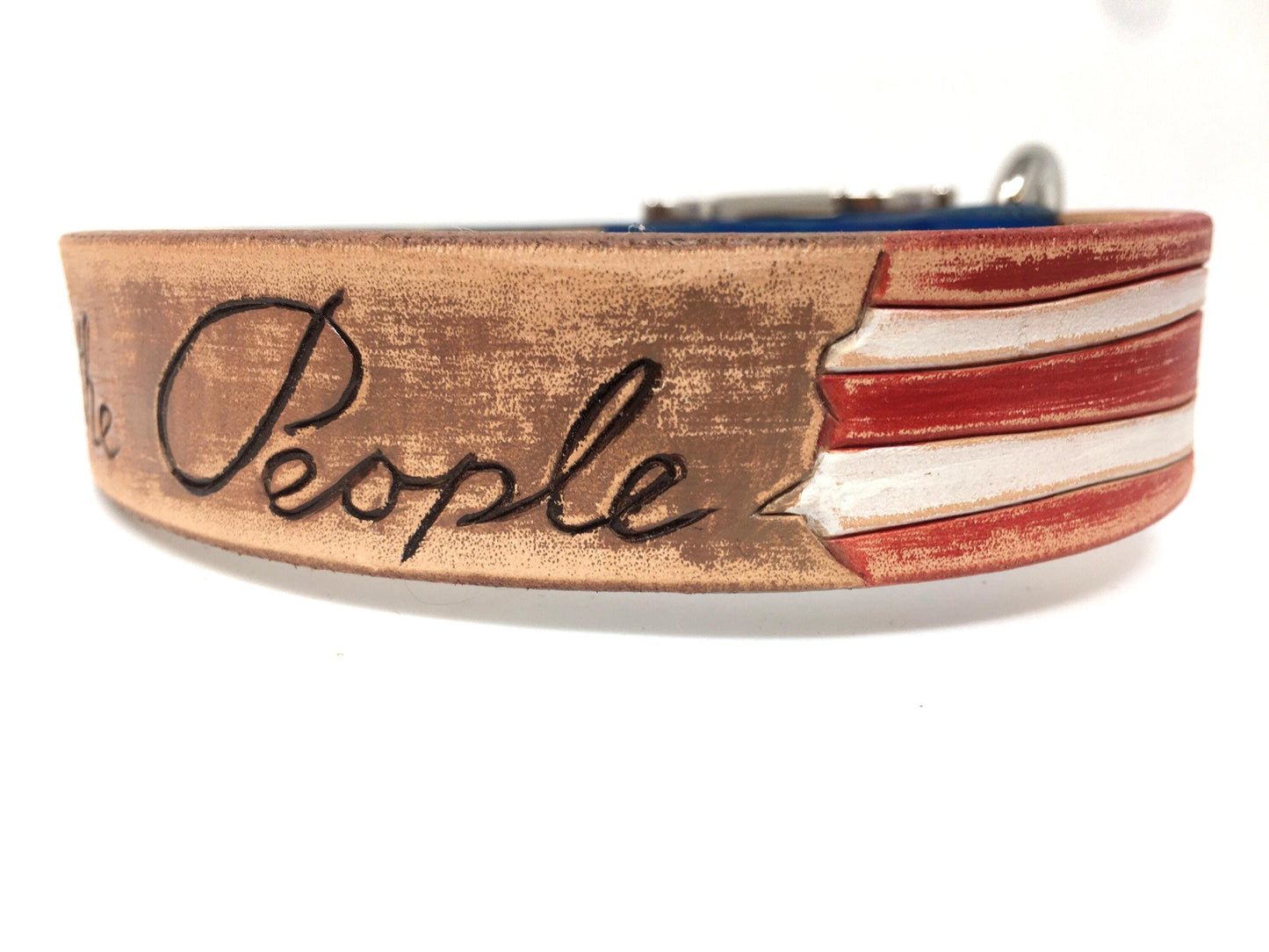 Handmade Leather Dog Collar | Patriotic Dog Collars | American Flag Design