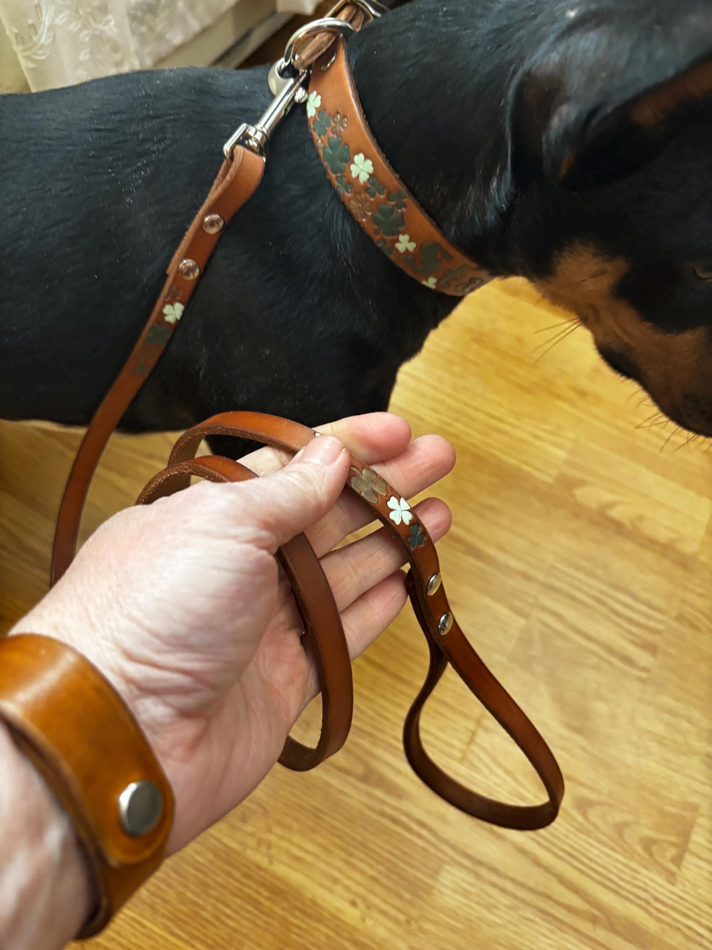 Matching Leather Set |  Irish Dog & Owner | Collar, Cuff and Leash