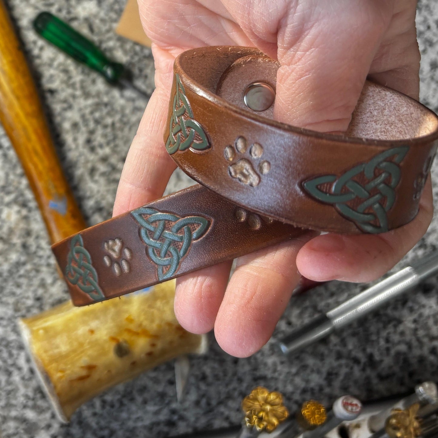 Matching Leather Set | Dog & Owner | Collar, Cuff | Irish Knot
