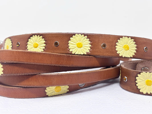 Daisy Dog Collar | Matching Dog and Owner Set | Yellow Collar, Cuff and Leash