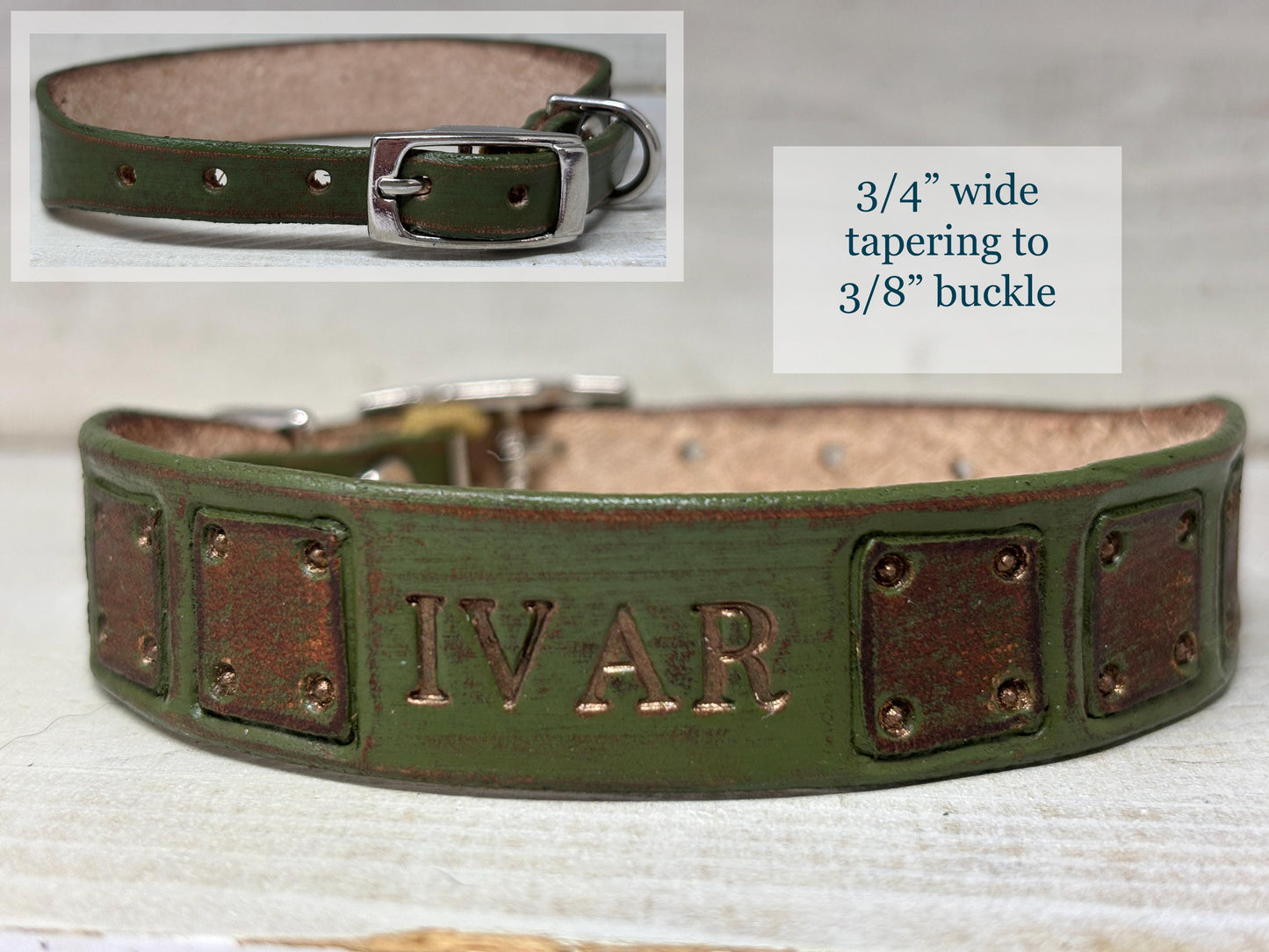 Personalized Viking Cat Collar | Medieval Leather Pet Collar | Green Patina Armor Style | Custom Warrior Name Collar For Cats