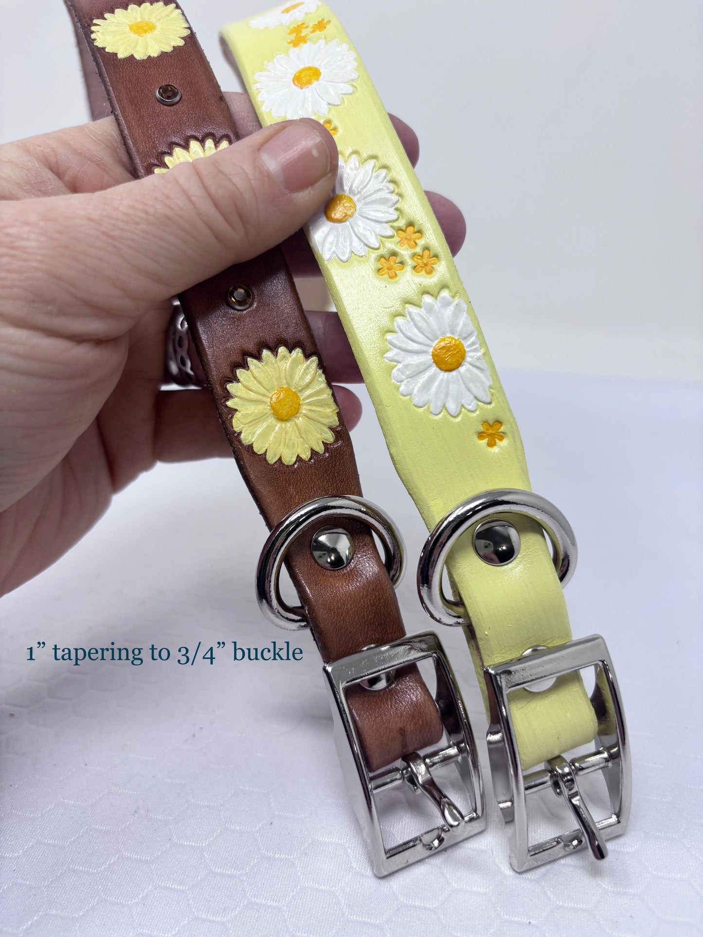 Daisy Dog Collar | Matching Dog and Owner Set | Yellow Collar, Cuff and Leash