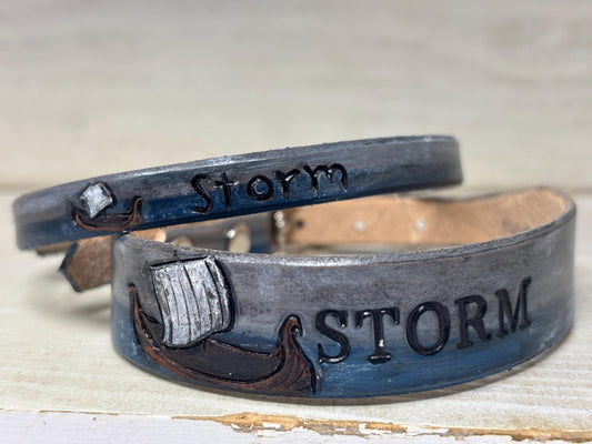 Viking Cat Collar | Viking Ship Cat Collar | Norse Longship | Personalized Leather | Viking Boat | Medieval Costume
