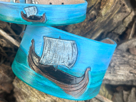 Viking Cat Collar & Matching Cuff | Handcrafted Leather Set for Cat Owners