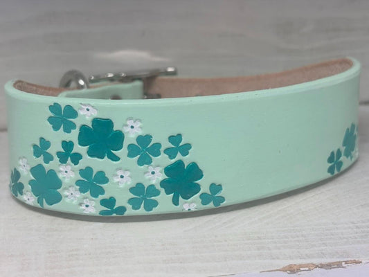 Lucky Shamrock Personalized Dog Collar | Irish Breed Dog Collar | St Patrick's Day Clover Pet Collar For Irish Dog Lovers