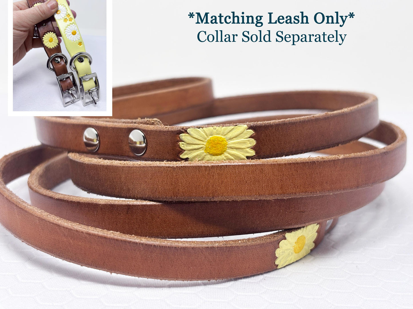 Matching Leather Dog Leash – Custom Made to Coordinate with Your Collar – Handmade 6' Dog Leash – Multiple Widths