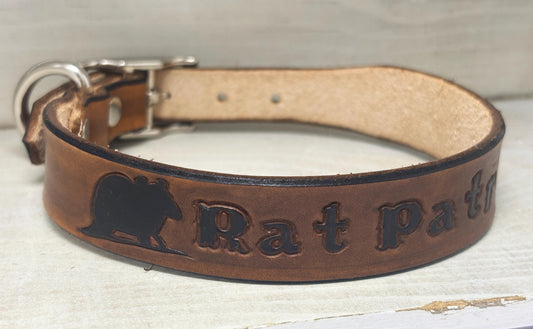 Rat Patrol Dog Collar, Rat Hunting Dog Collar, Decker Rat Terrier Collar, Jagdterrier Dog Collar, Custom Leather Dog Collar