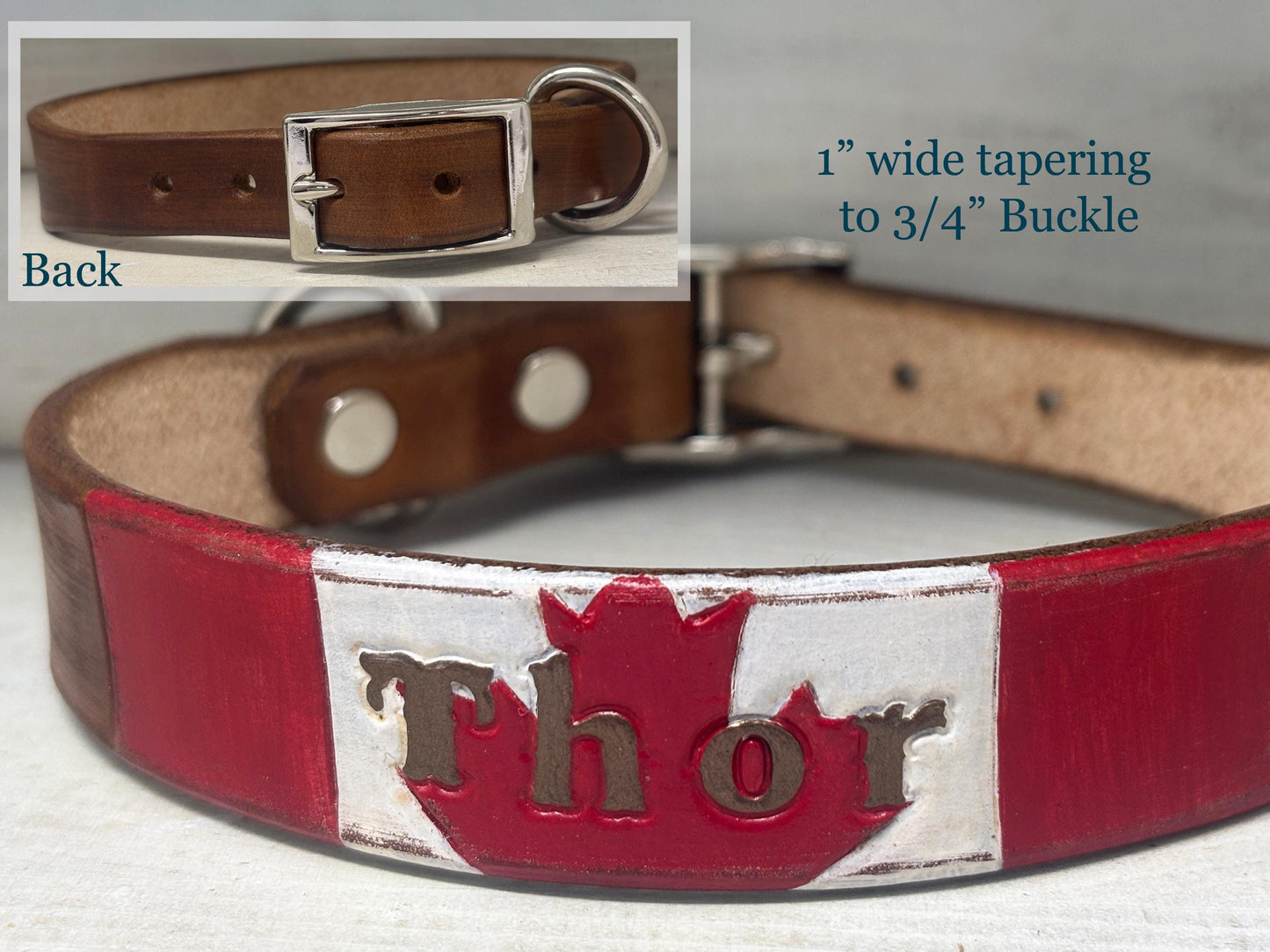 Personalized Dog Collar, Canadian Flag Dog Collar for Labrador Retriever Husky Newfoundland Dog, Maple Leaf Name Collar Canada Pride
