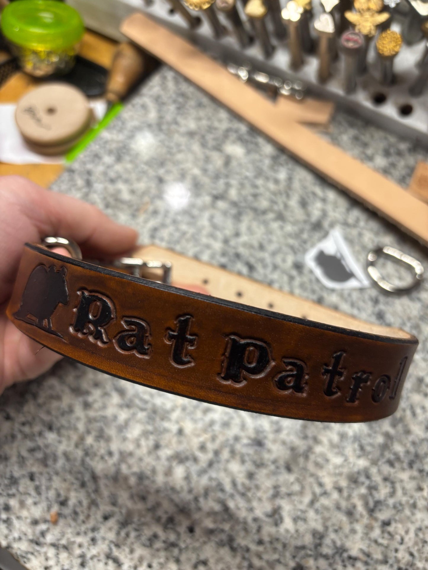Rat Patrol Dog Collar, Rat Hunting Dog Collar, Decker Rat Terrier Collar, Jagdterrier Dog Collar, Custom Leather Dog Collar