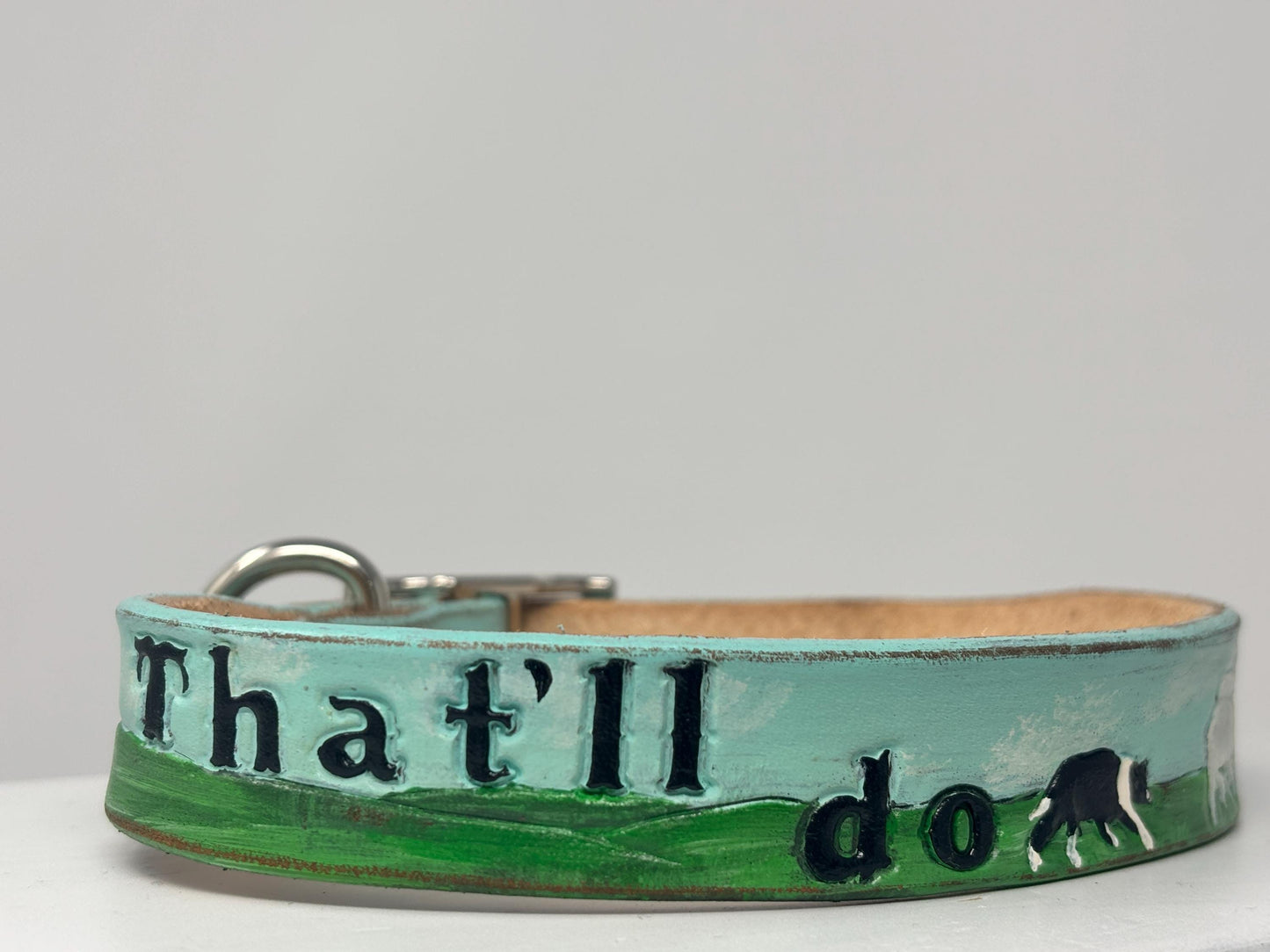 Herding Dog Collar | Personalized Leather Collar | Sheep Design | Border Collie | Custom Name Collar