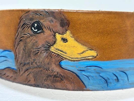 Leather Dog Collar with Duck Design | For water fowl dogs | Hunting Pups