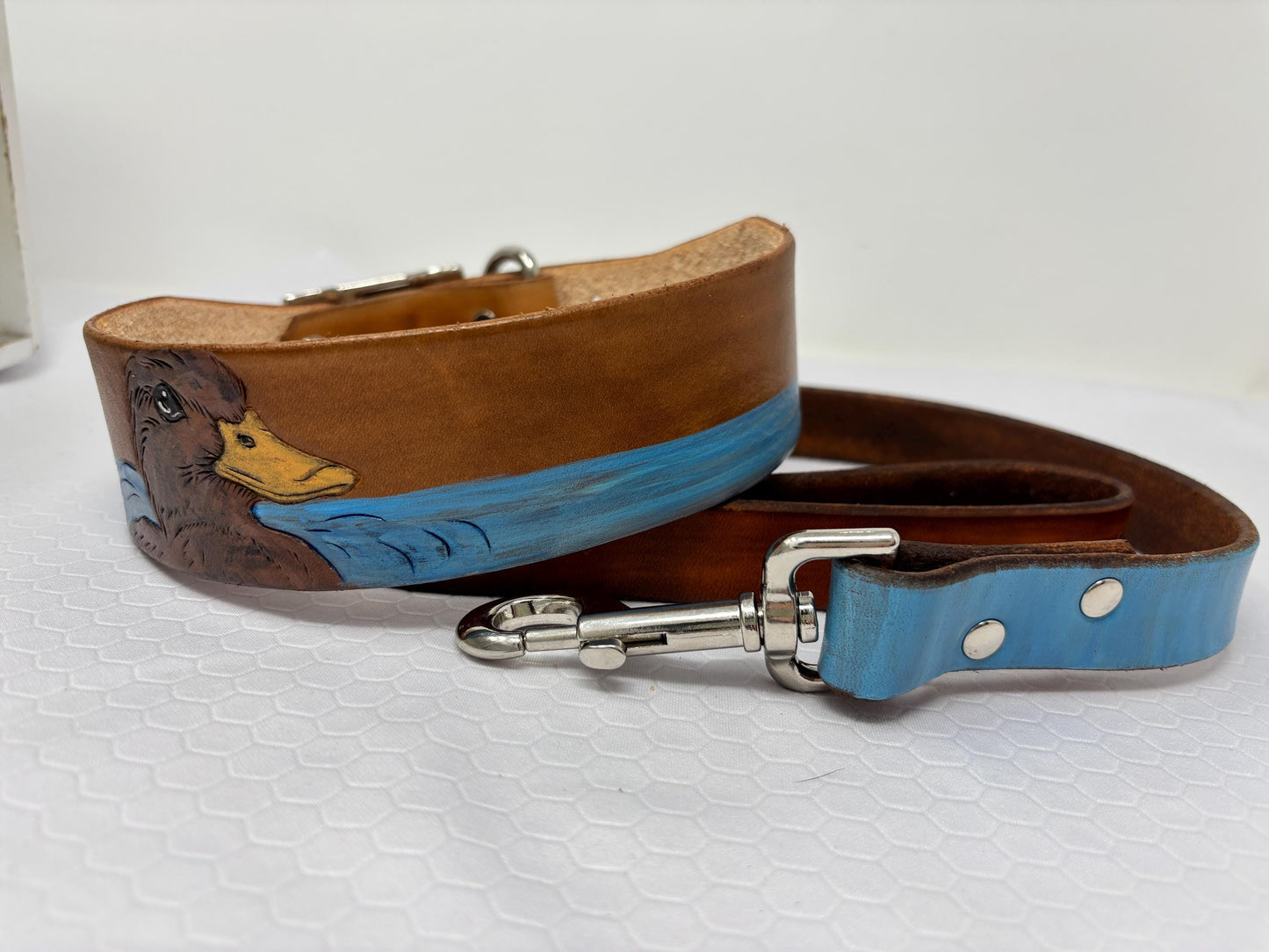 Leather Dog Collar with Duck Design | For water fowl dogs | Hunting Pups
