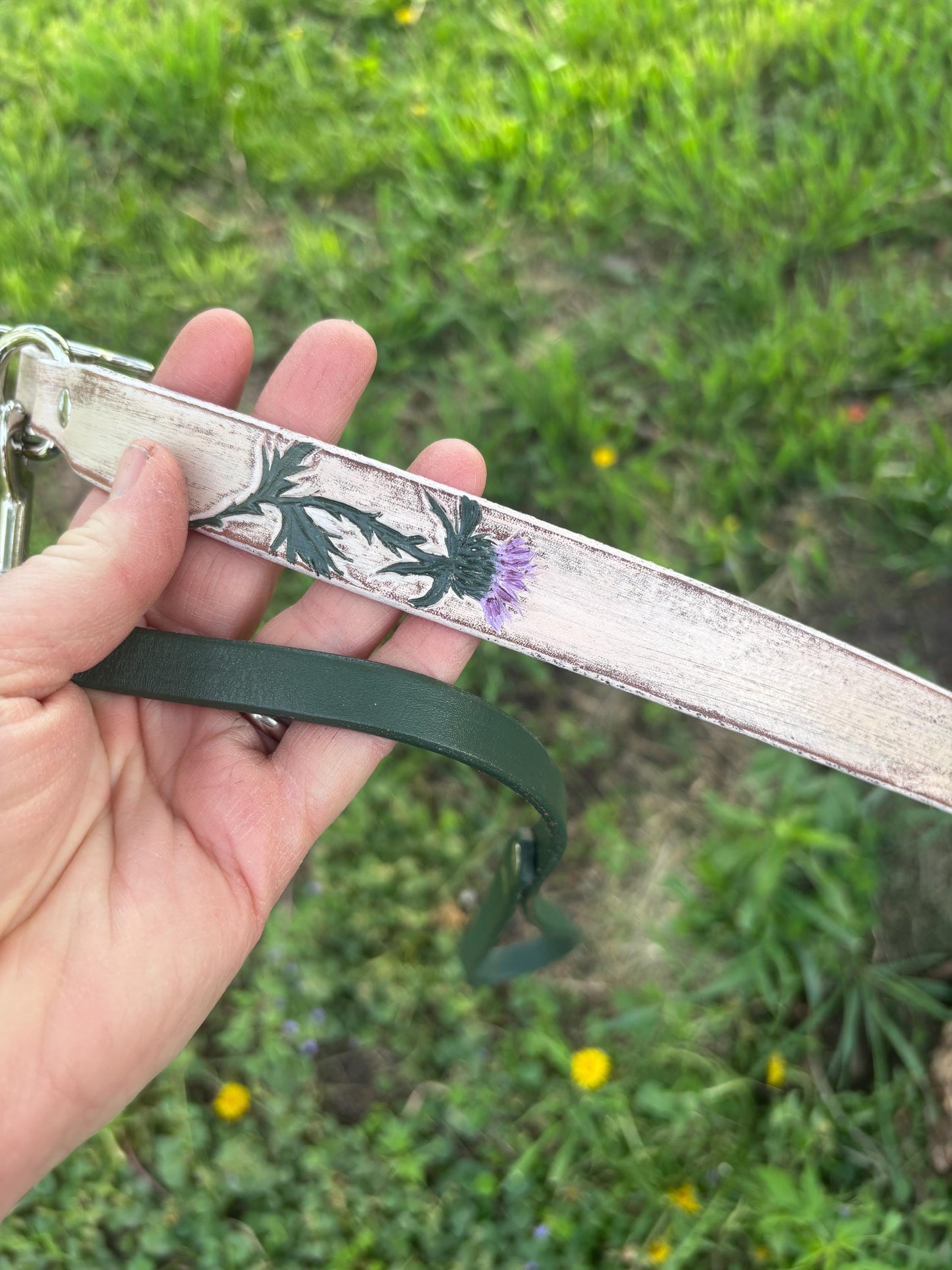 Scottish Thistle Leather Dog Collar | Personalized Leather Dog Collar | Scottish Dog Breed Gift | Highland Style