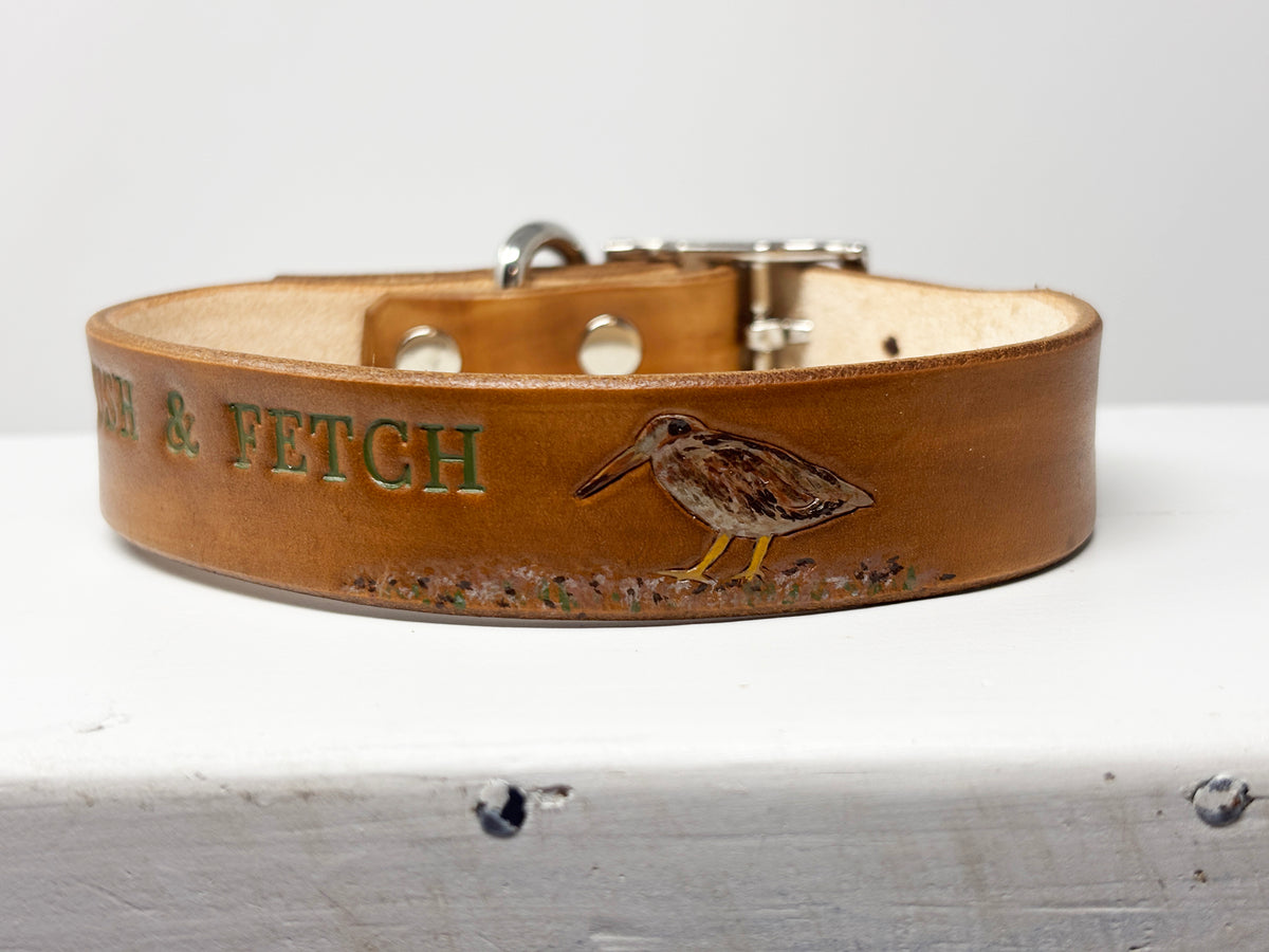 Woodcock Leather Collar | Sporting Dog Collar | Spaniel Hunting Dog Collar |
