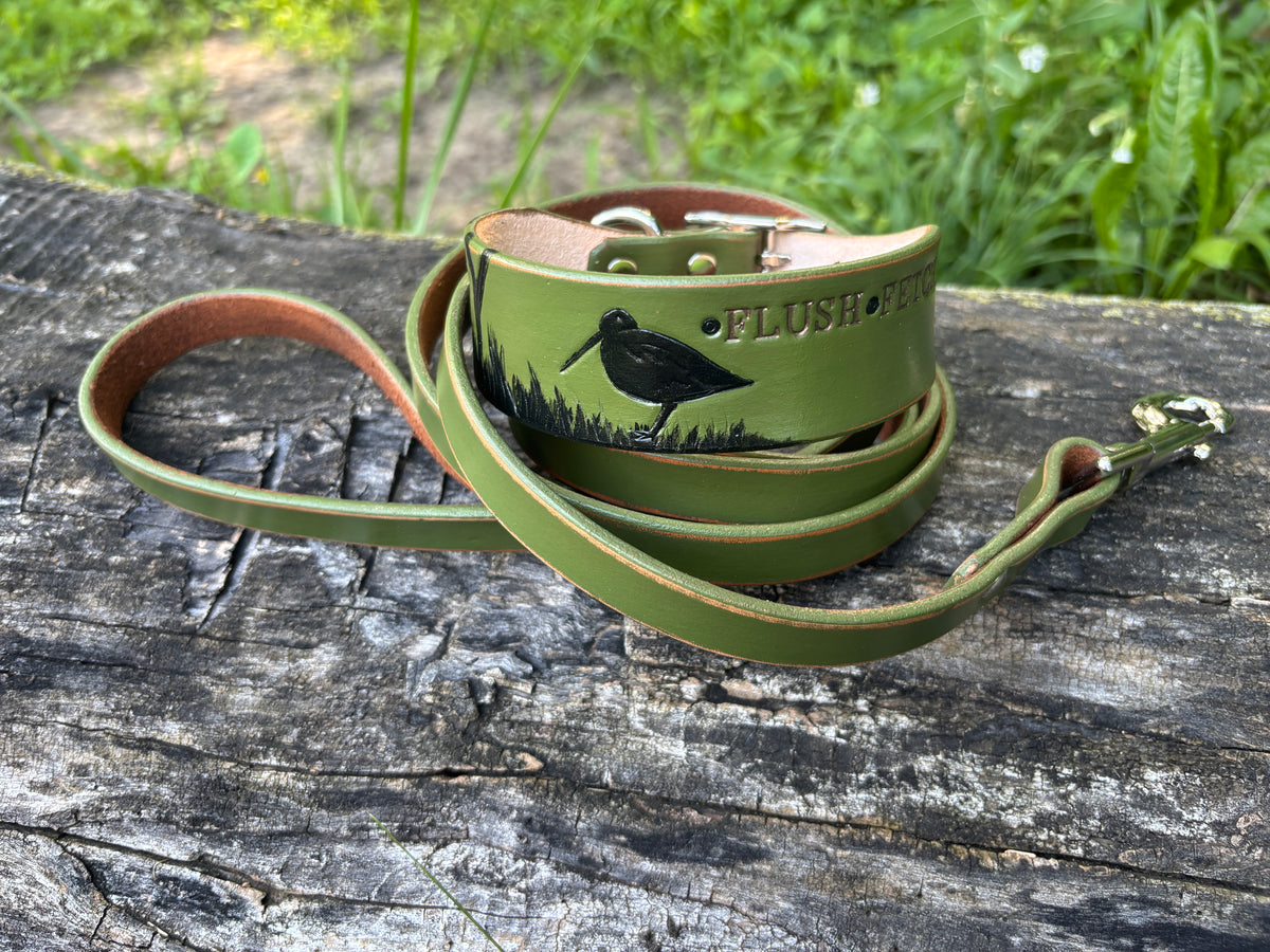 Woodcock Leather Collar | Sporting Dog Collar | Spaniel Hunting Dog Collar |